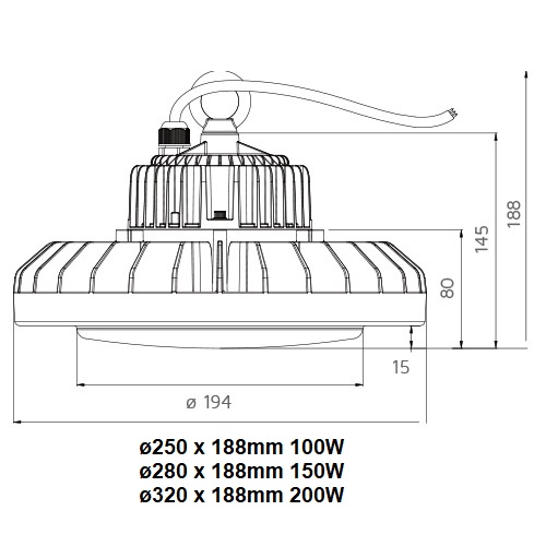 LED High Bay dimensions